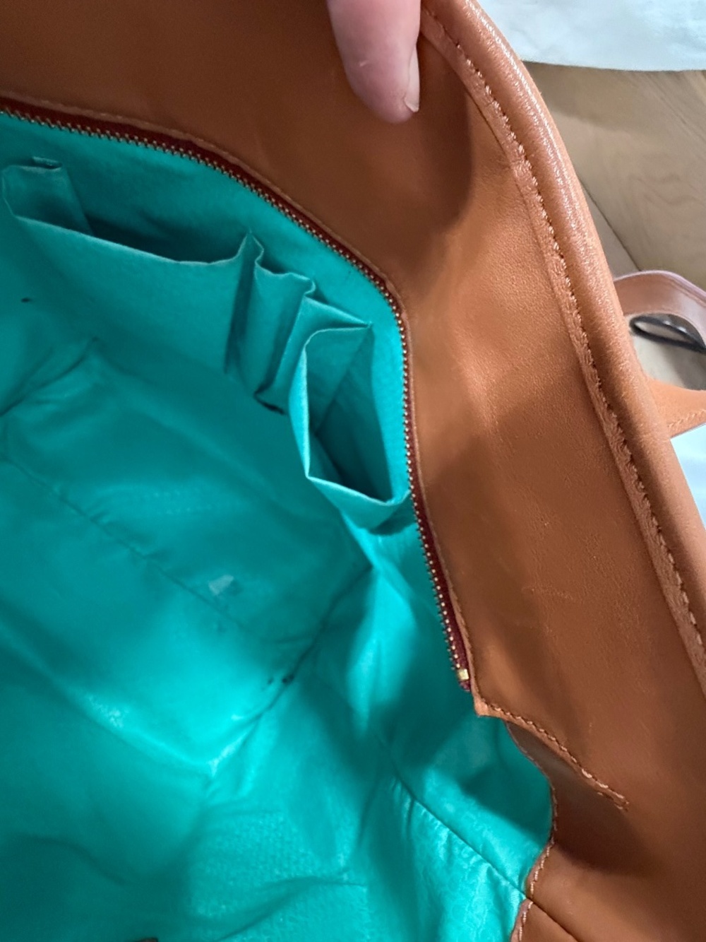 Tous fun tote bag with fun inside accent aqua lining - Picture 7 of 9